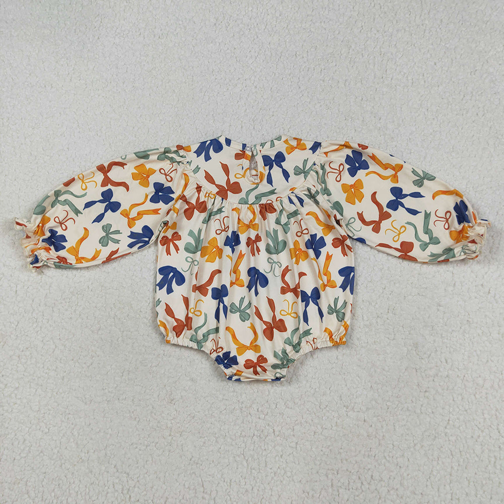 LR2257 Smocked Baby girls Thanksgiving Thankful Bows rompers