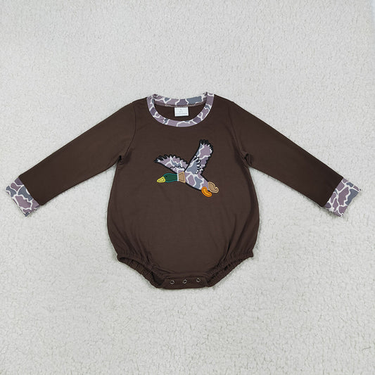 LR2310 baby Boys duck camouflage embroidery long sleeve rompers