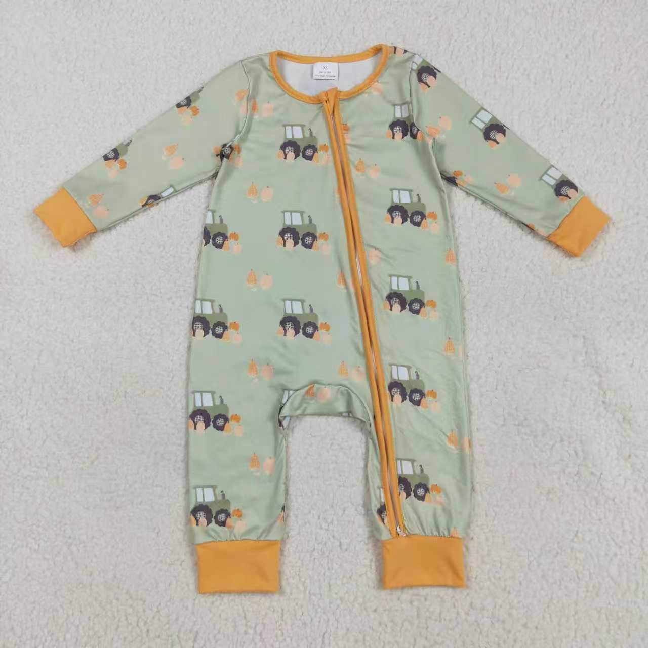 Sibling Baby Kids Fall Trucks Pumpkins Farm Rompers Pajamas Sets