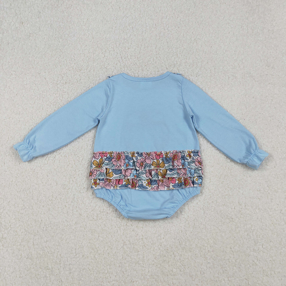 Sibling Embroidery Pumpkins Baby Girls Top Bell Bottom Pant Fall Clothes Sets Ruffle Rompers