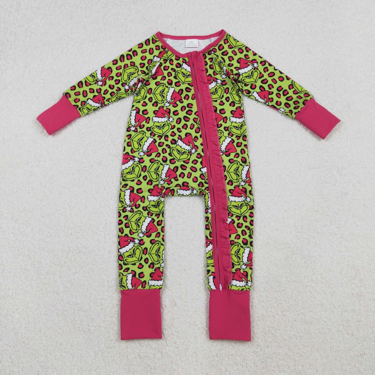 Mama and Me Leopard Grin Button Fur Sleeve Pajamas Sets Ruffle Dresses Zipper Rompers