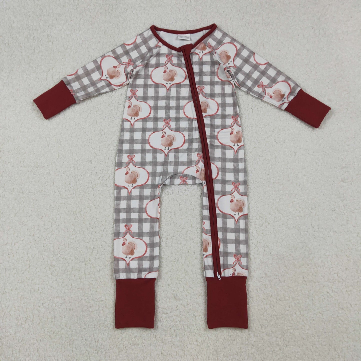 Sibling Baby Kids Turkey Pie Pumpkins Thanksgiving Two Way Zip Convertible Rompers