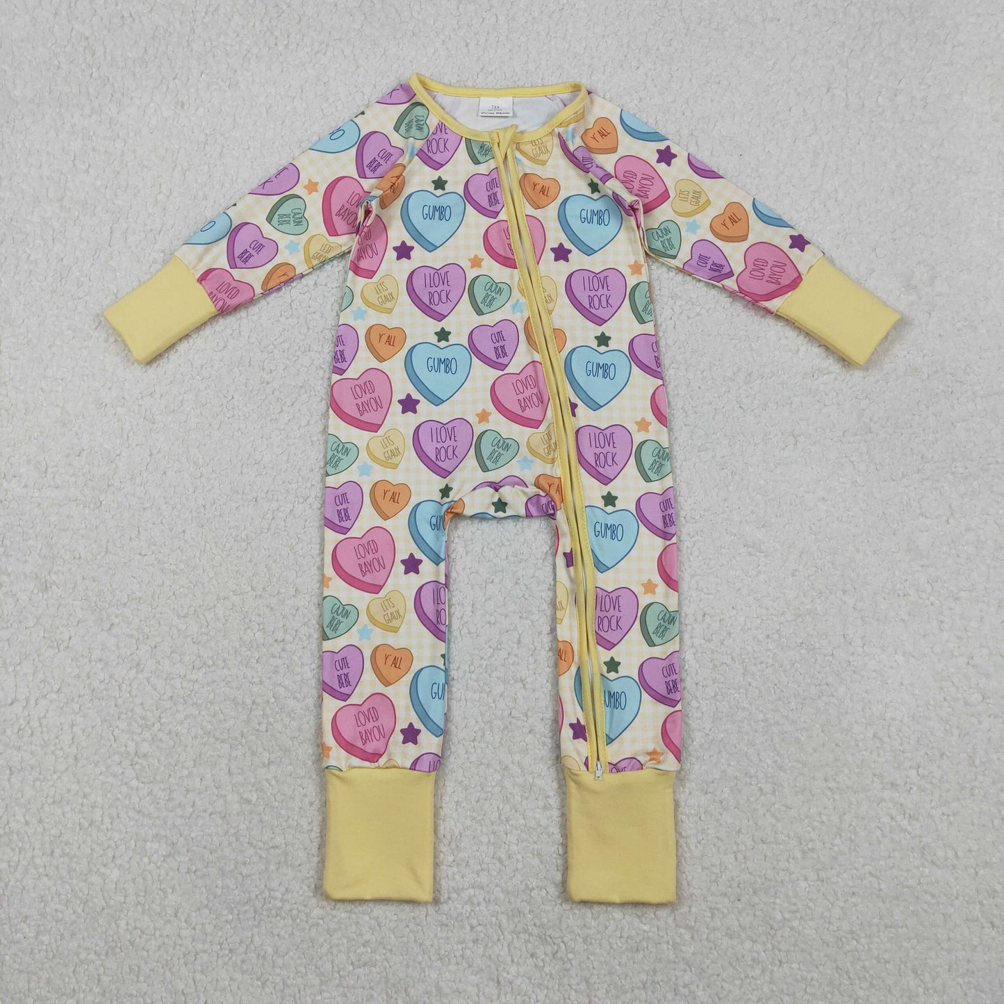Sibling Baby Kids Colorful Hearts Bows XOXO Valentines Two Way Zip Convertible Rompers