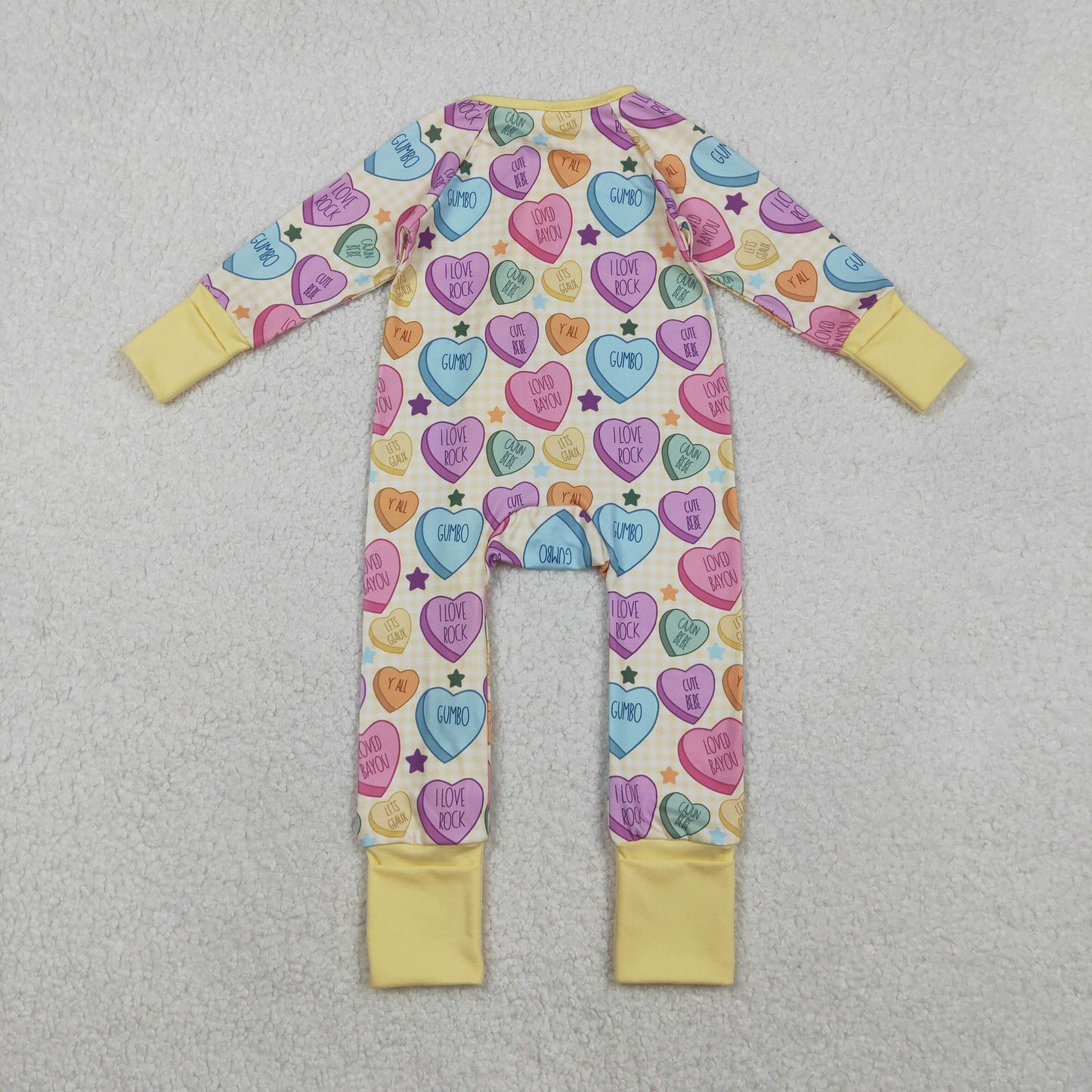 Sibling Baby Kids Colorful Hearts Bows XOXO Valentines Two Way Zip Convertible Rompers