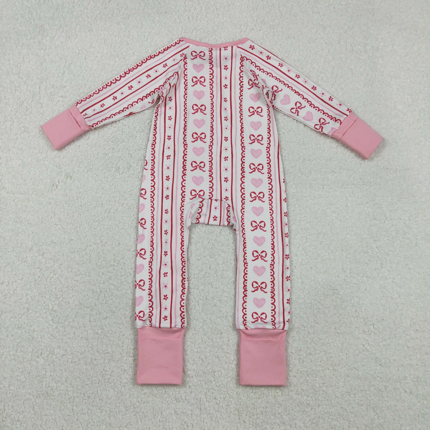 Sibling Baby Kids Colorful Hearts Bows XOXO Valentines Two Way Zip Convertible Rompers