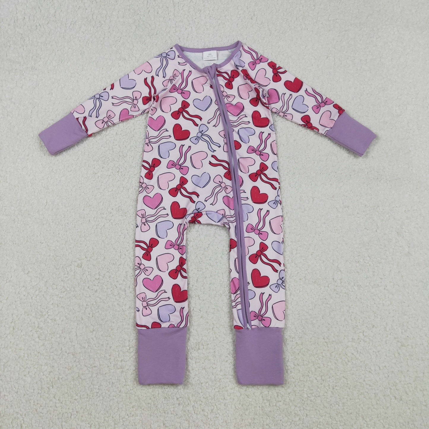 Sibling Baby Kids Colorful Hearts Bows XOXO Valentines Two Way Zip Convertible Rompers