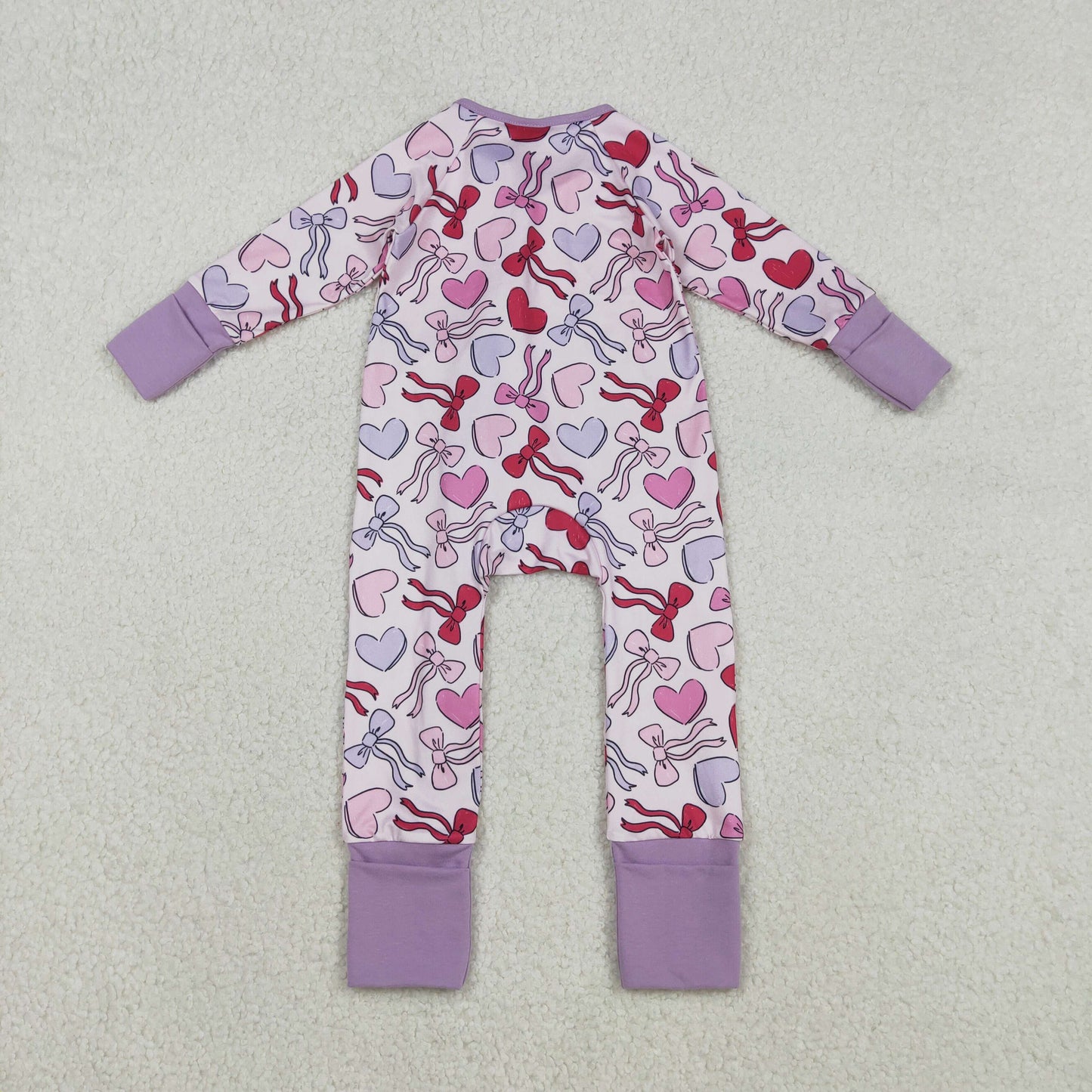 Sibling Baby Kids Colorful Hearts Bows XOXO Valentines Two Way Zip Convertible Rompers