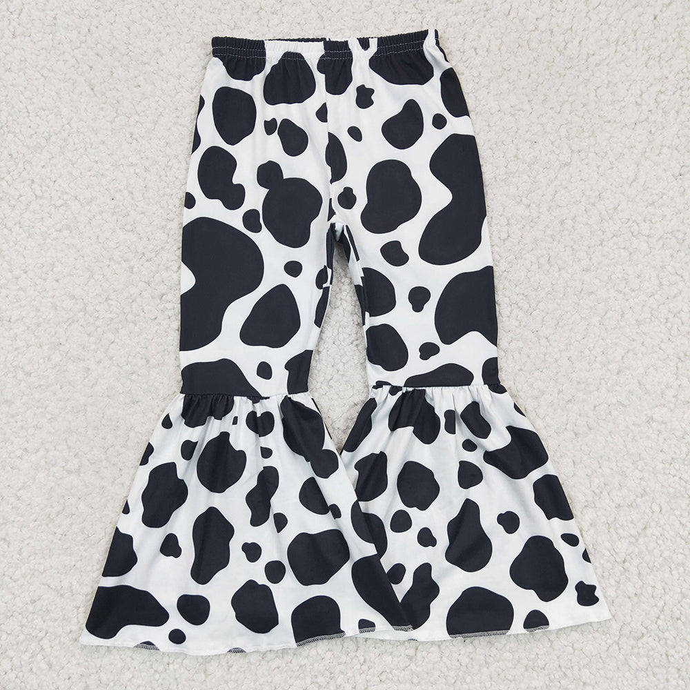 P0041 toddler girl clothes cow print bell bottom flare pants