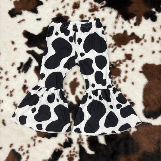 P0041 toddler girl clothes cow print bell bottom flare pants