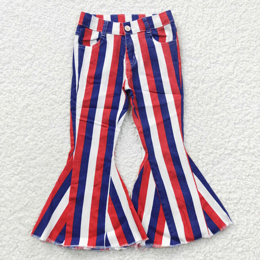 girls striped denim jeans P0105