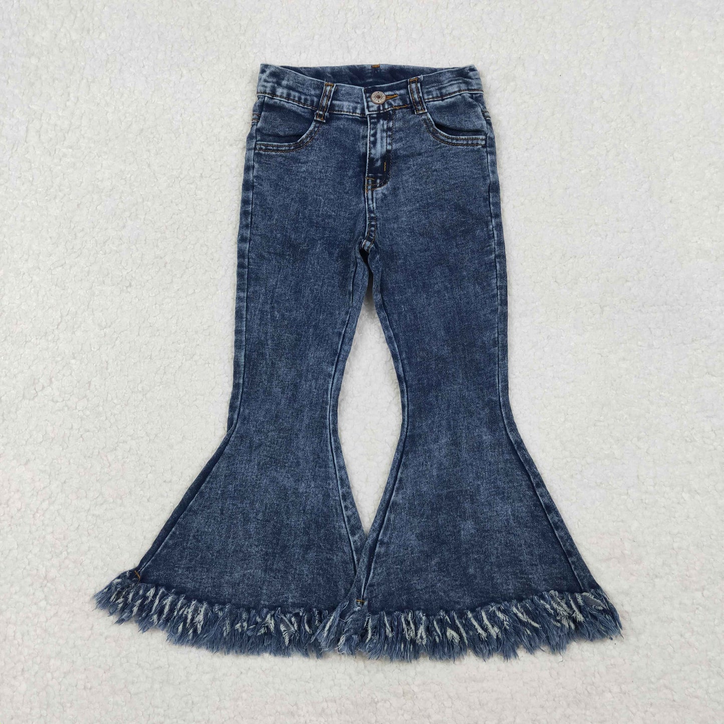 P0132 Baby Girls Flare Fringe Denim Jeans Pants