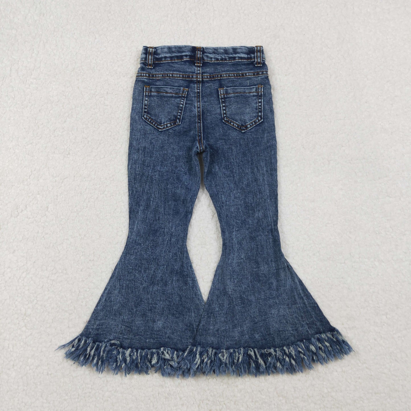 P0132 Baby Girls Flare Fringe Denim Jeans Pants
