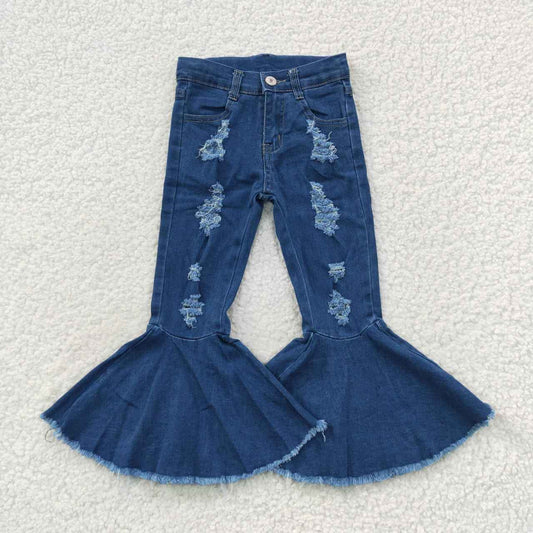 girls blue ripped jeans P0133