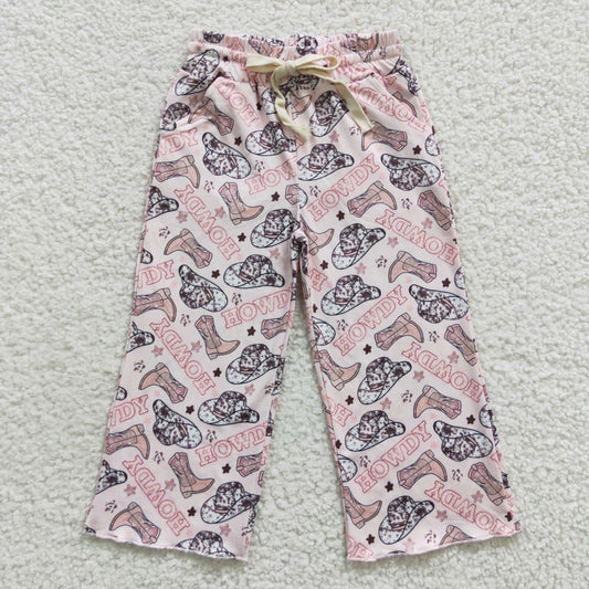 girls howdy drawstring pink pants P0136