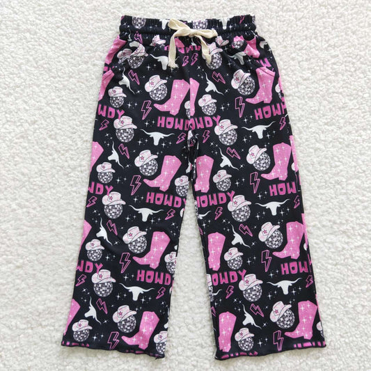 howdy & boot print girls drawstring pants P0143