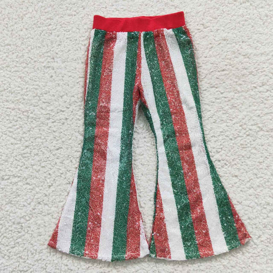Red And Green Sequin Bell Pants P0199
