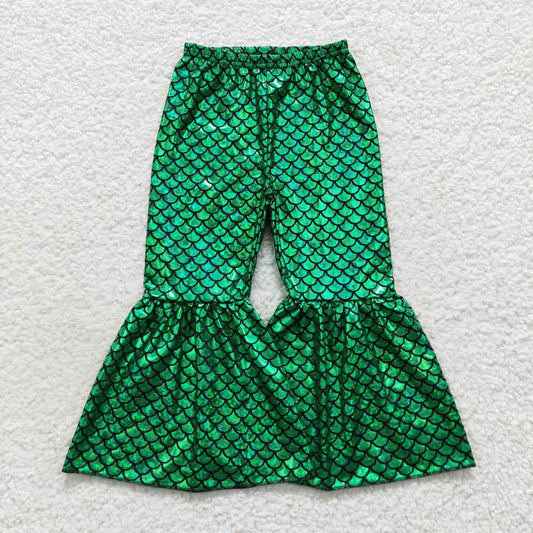 girl fish scale green bell pants P0250