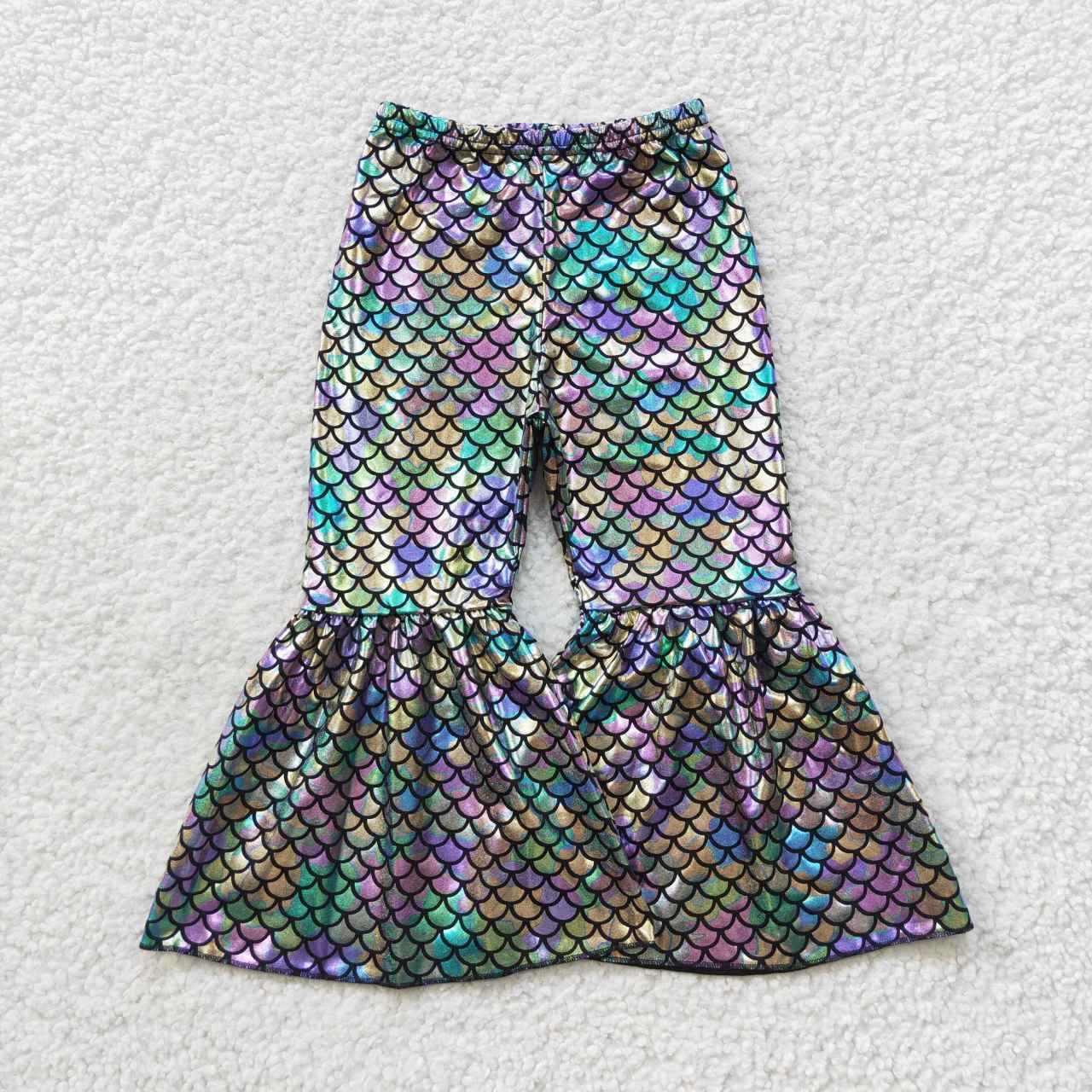 girl fish scale pattern bell pants P0251