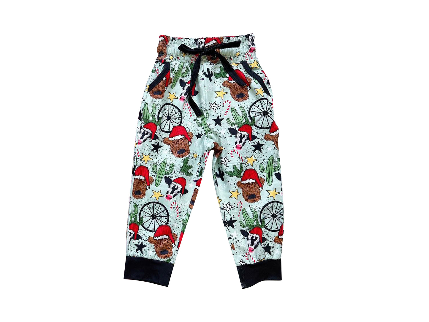 8.17 pre-sale boy christmas cow cactus print long pants P0291