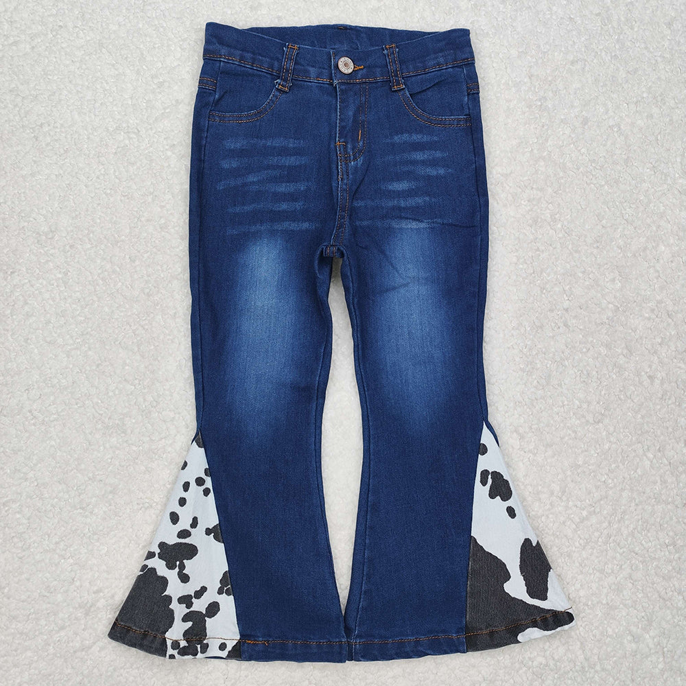 P0304  baby girl clothes navy cowhide bell bottom jeans