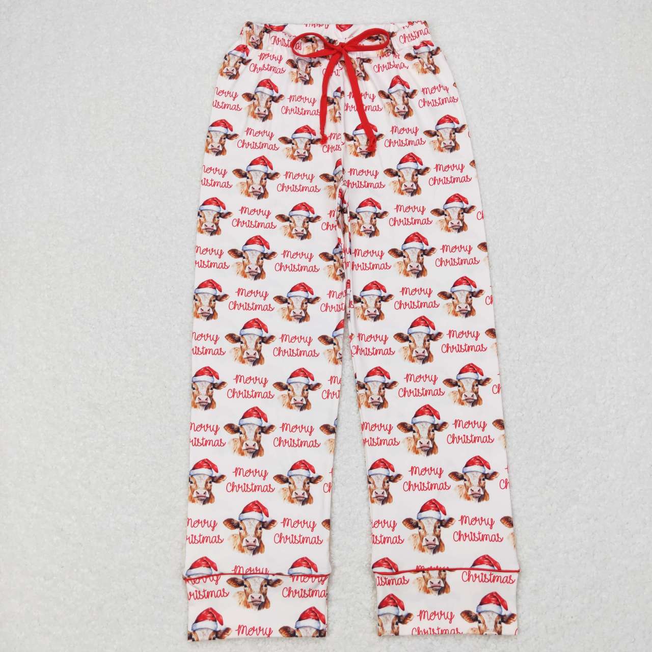 Sibling Adult Men Women Santa Cows Holly Checked Christmas Pajamas Flare Pants