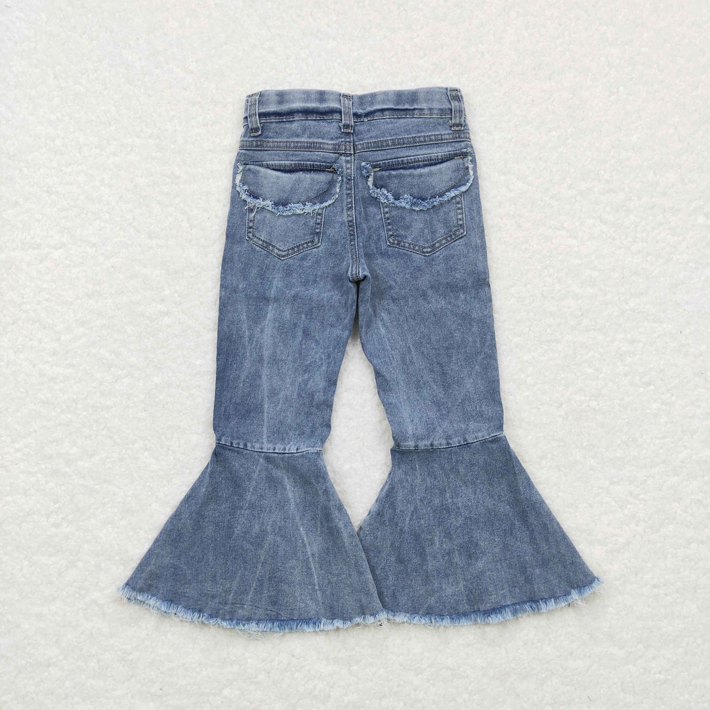 P0325  girls Light colored flared denim trousers