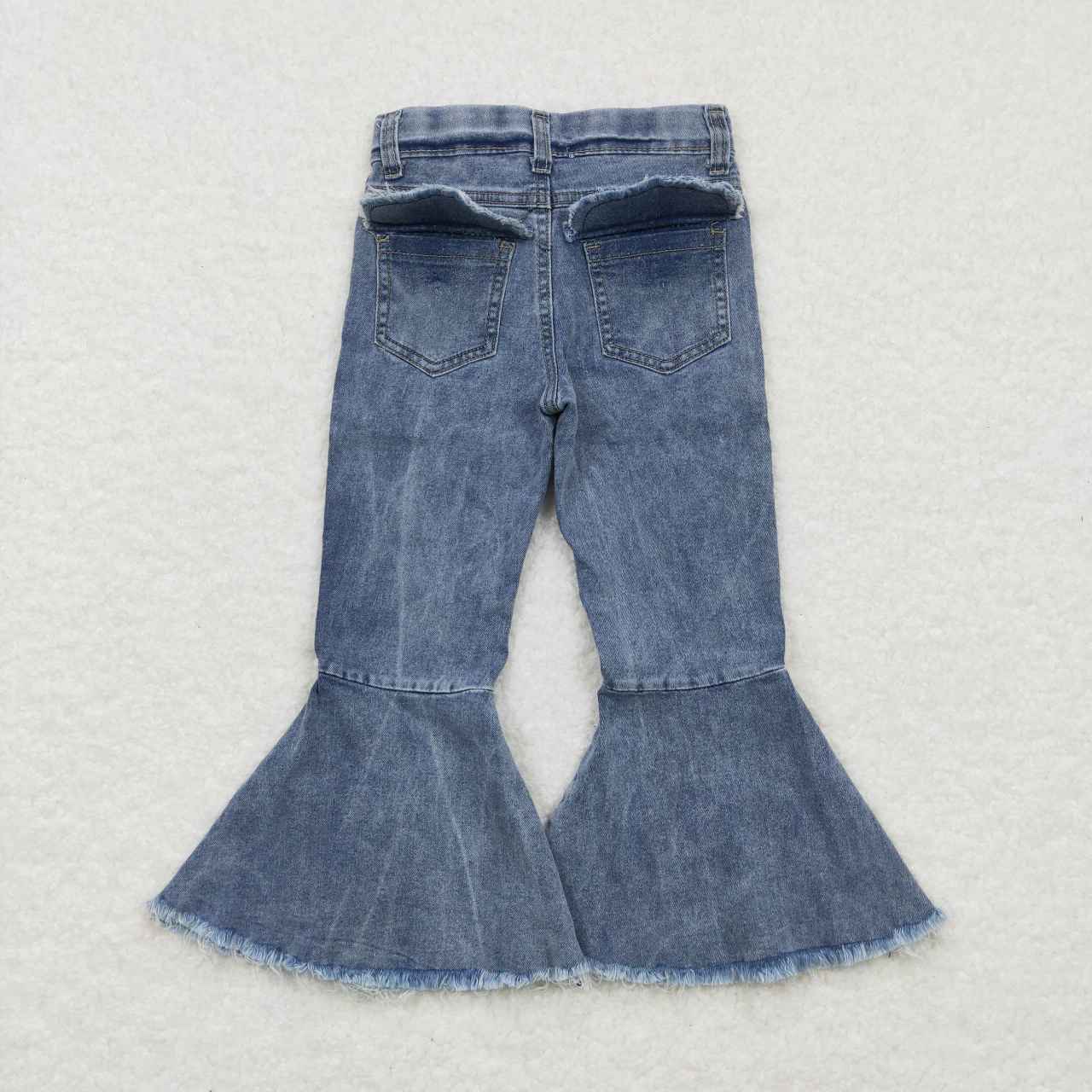 P0325  girls Light colored flared denim trousers