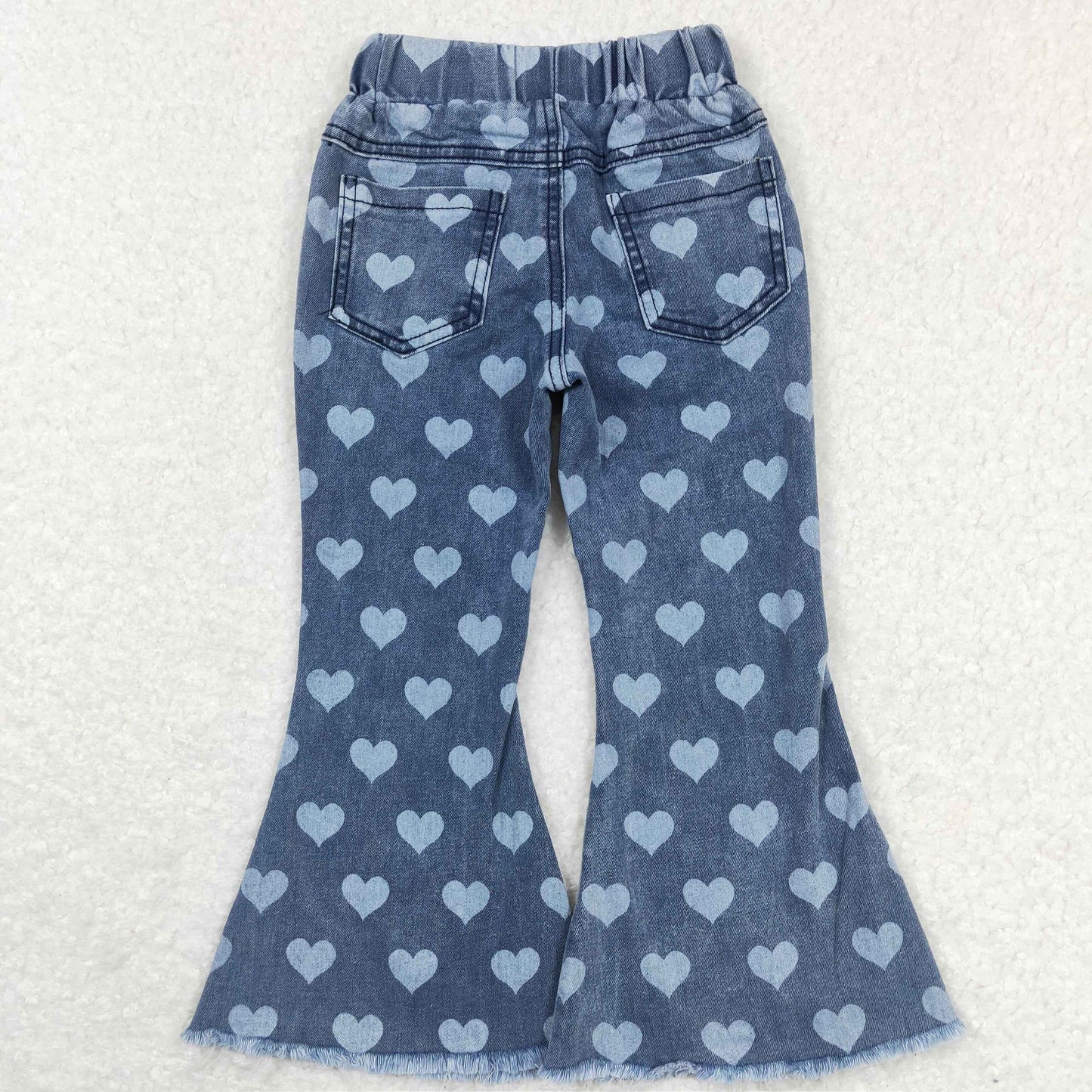 P0333  girl jeans bell bottom pant heart jeans