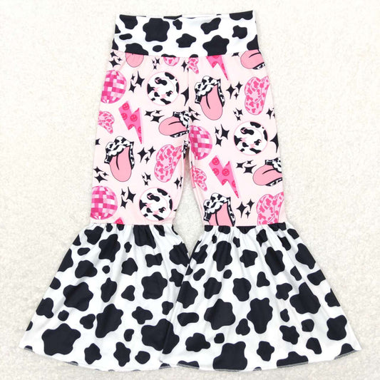 P0335 baby girl clothes pink lightning girl bell bottom pant