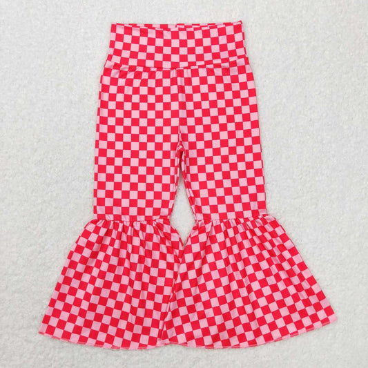 P0340 baby girl clothes pink plaid bell bottom pant