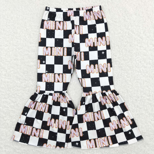 P0345 baby girl clothes balck plain bell bottom pant