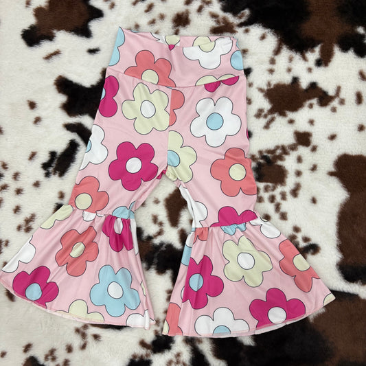 P0361 baby girl clothes colorful floral light-colored trousers bell bottom pant