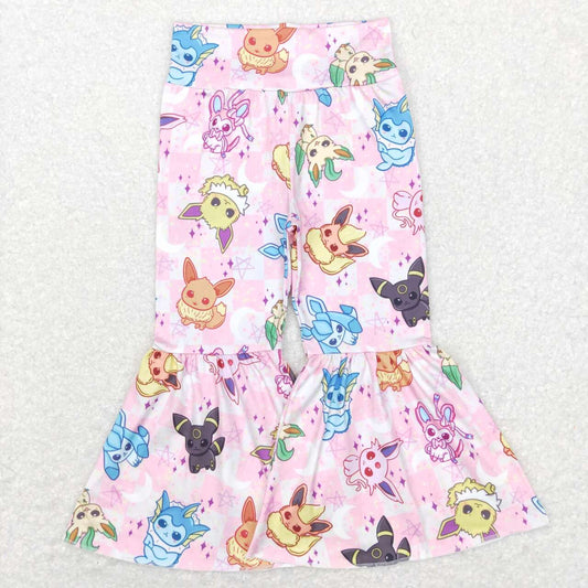 P0384 baby girl cartoon pink bell bottom pants