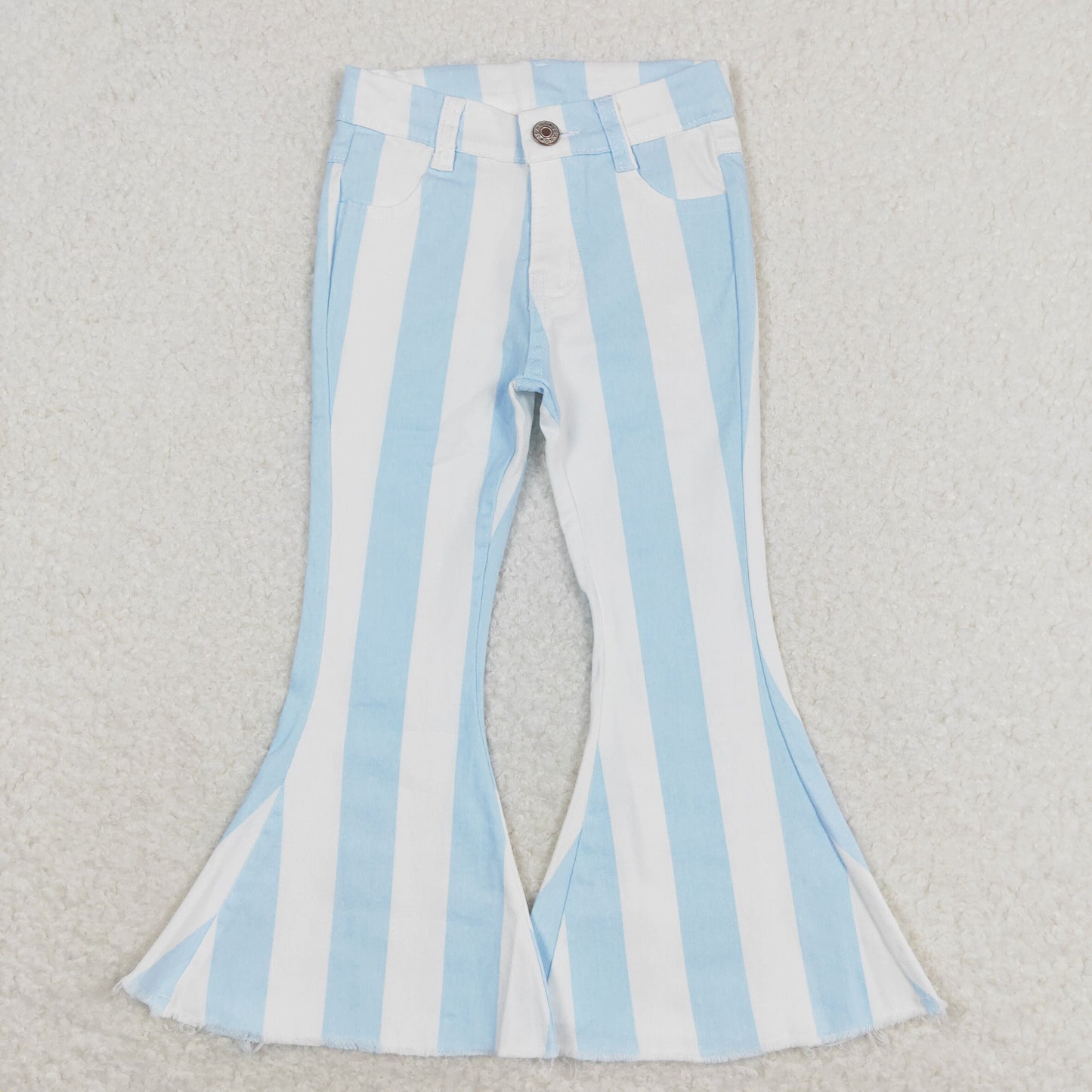 Sibling Baby Girls Colorful Stripes Bell Bottom Denim Jeans Pants