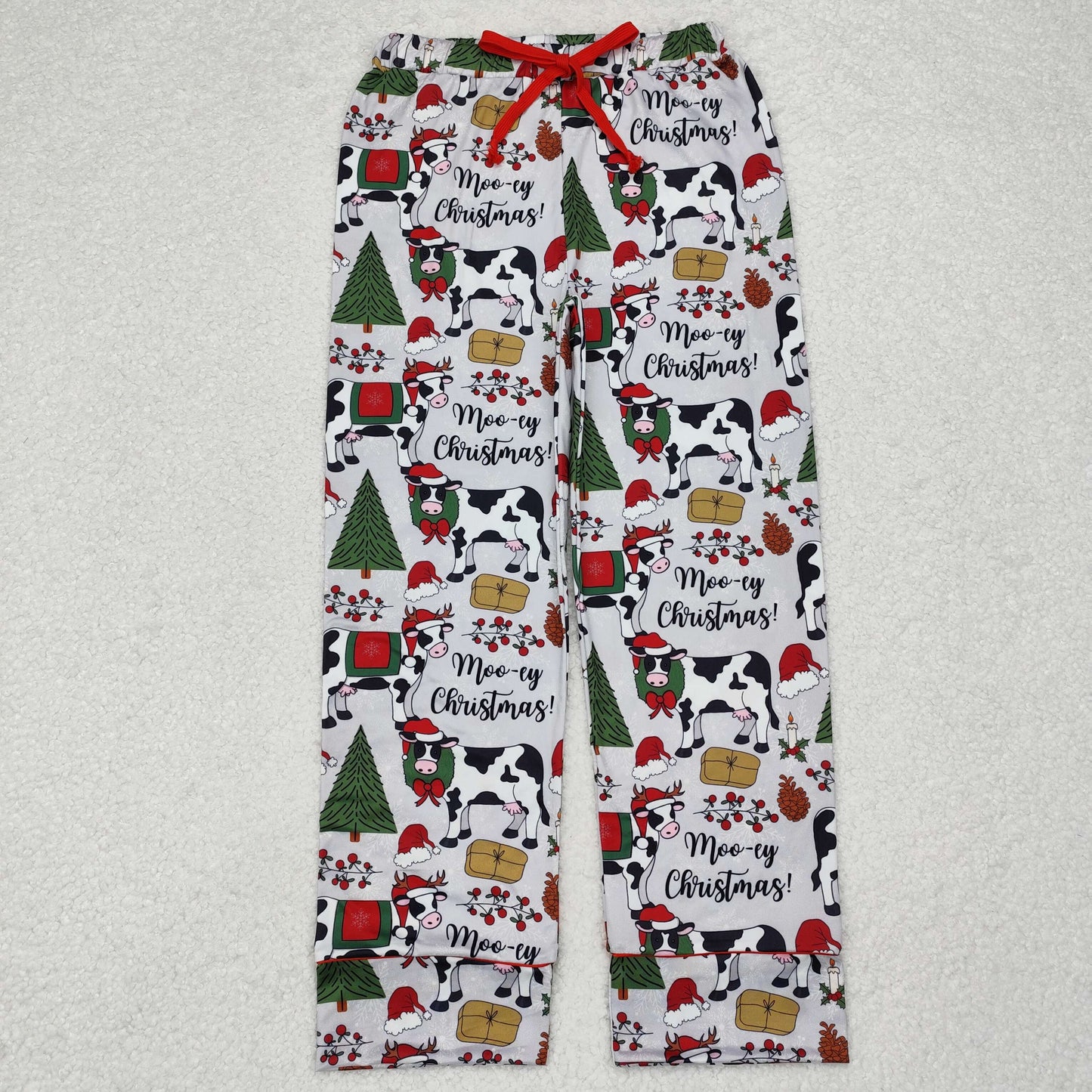 Sibling Adult Men Women Trees Cows Checked Christmas Pajamas Flare Pants