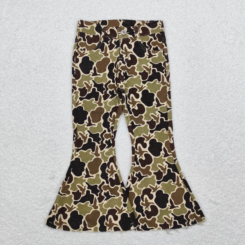 Girls Hunting Duck Camouflage Bell Bottom Jeans
