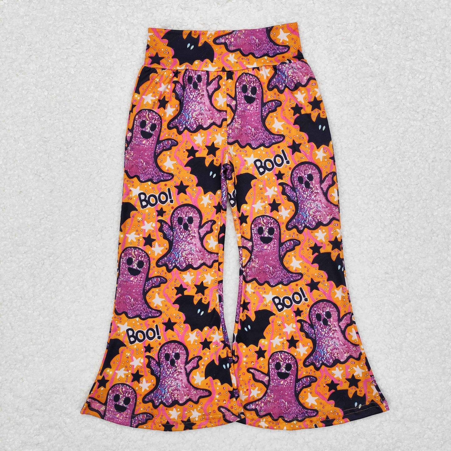 Sibling Baby Girls Halloween Ghosts Candy Bell Bottom Pants