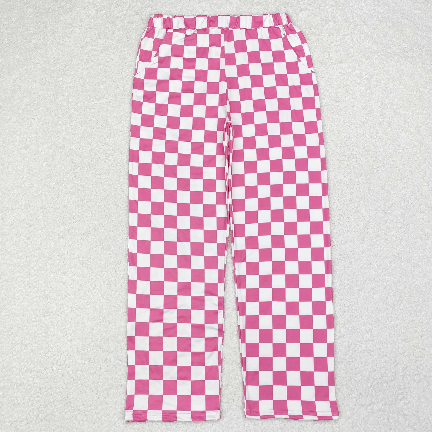 Sibling Adult Women Cartoon Dogs Hearts Checked Valentine Pajamas Flare Pants