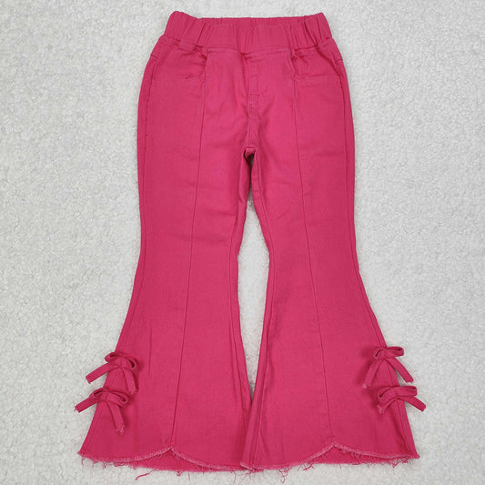 P0731  baby girl clothes pink bows bell bottom jeans