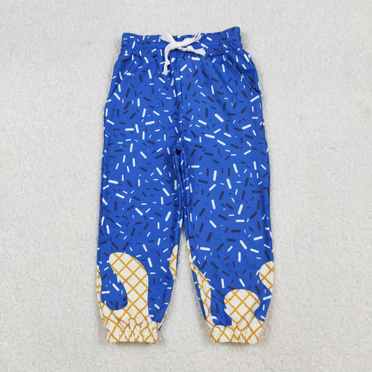P0818 Baby Girls Hot Blue Sprinkles Drip Team Yoga Jogger Pants