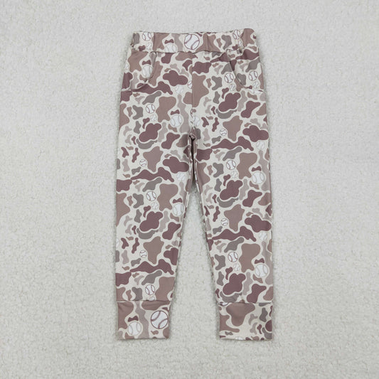 P0875 Baby Boys Khaki Camo Baseballs Pockets Hunting Leggings Pants Bootom