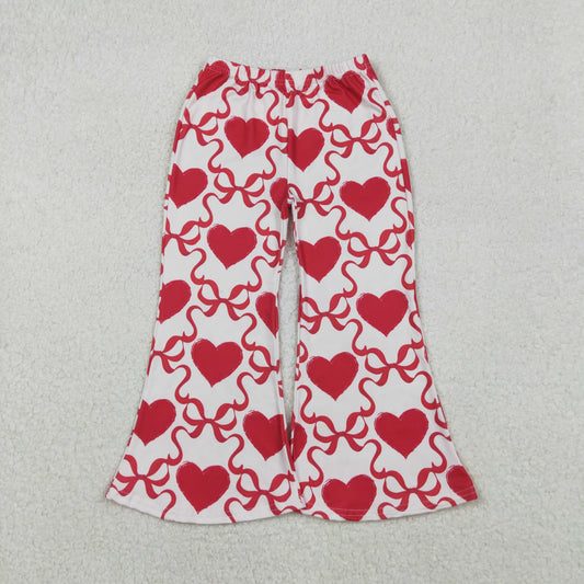 P0895 Baby Girls Red Bows Hearts Checked Valentine Flare Bottom Pants