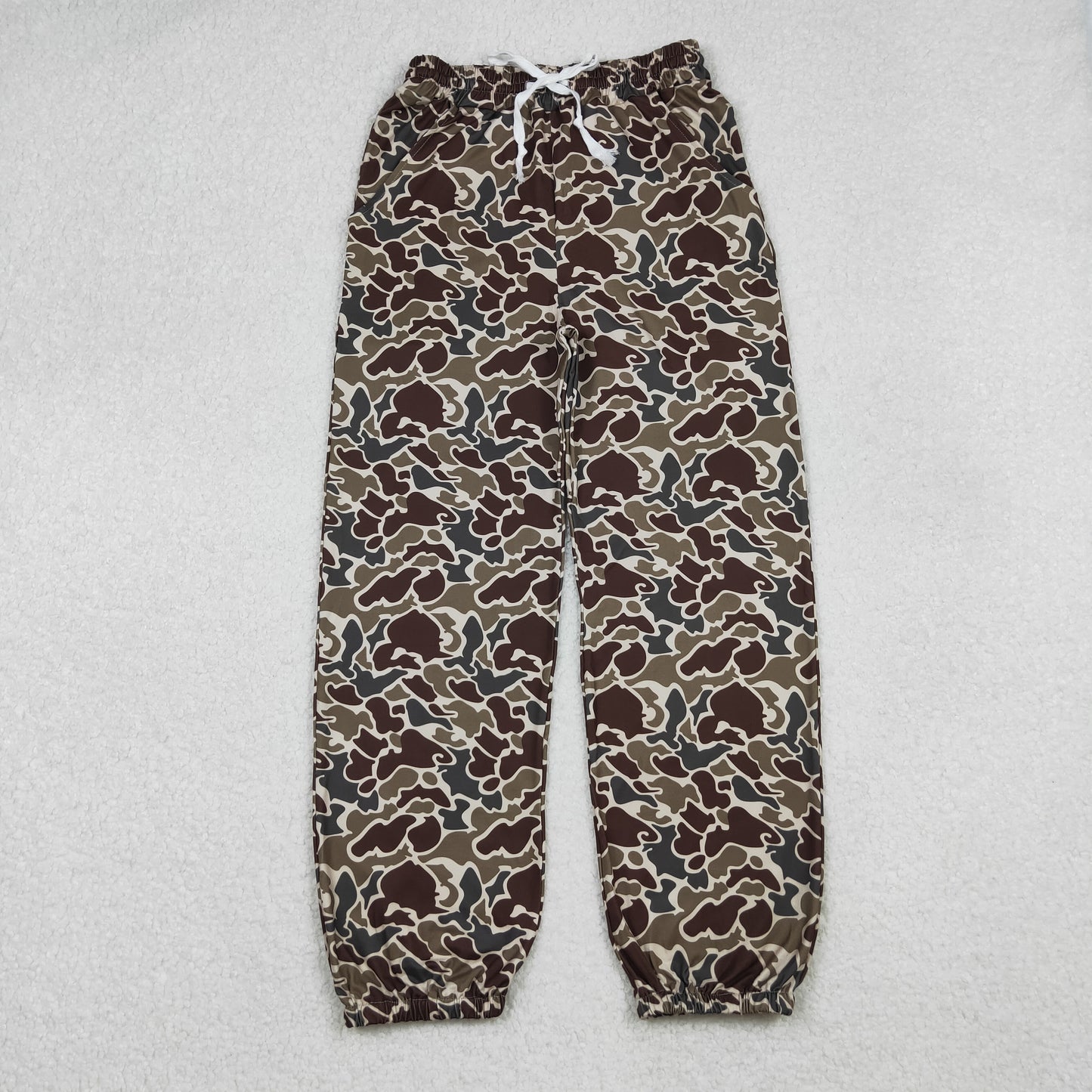 P0906 Adult Women Dark Brown Camo Pockets Jogger Pants Bottom