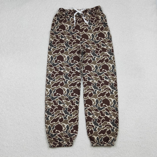 P0906 Adult Women Dark Brown Camo Pockets Jogger Pants Bottom