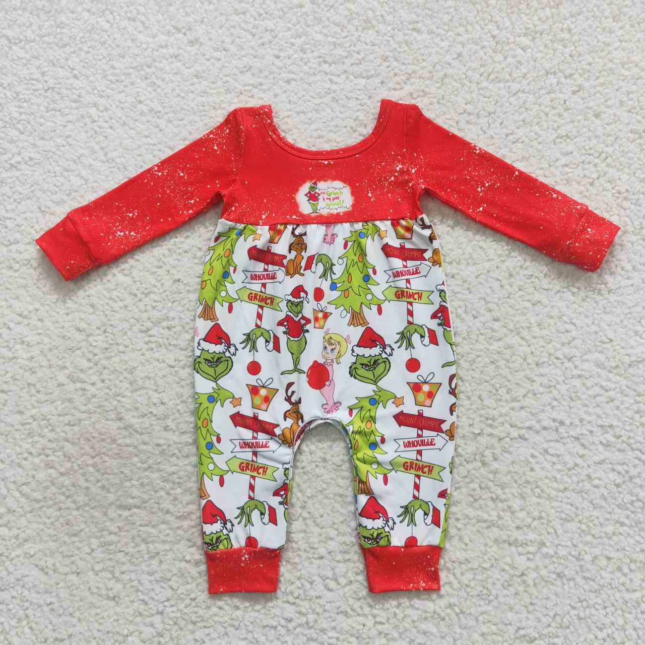 red Christmas baby Romper