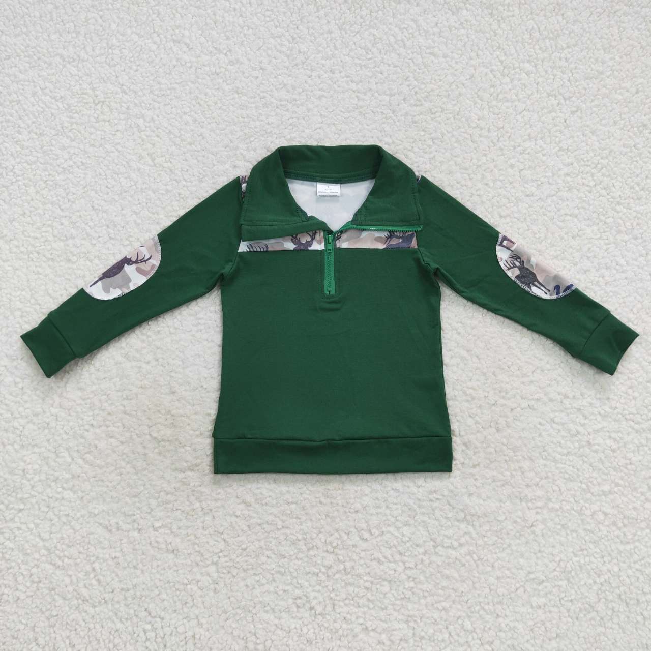boys autumn green long sleeve zipper shirt