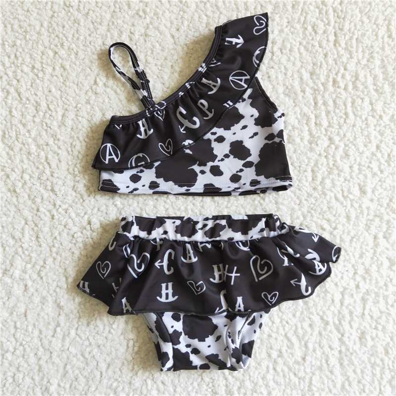 girls black ink-dyeing Swimsuit S0003