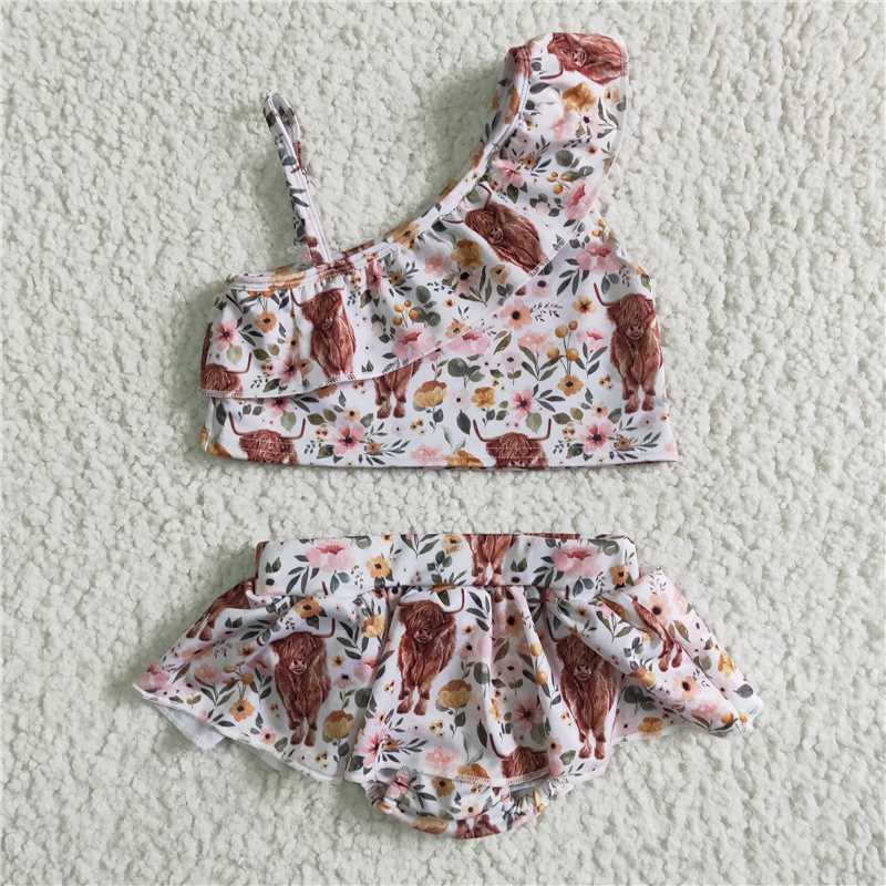 girls heifer & floral Swimsuit S0017