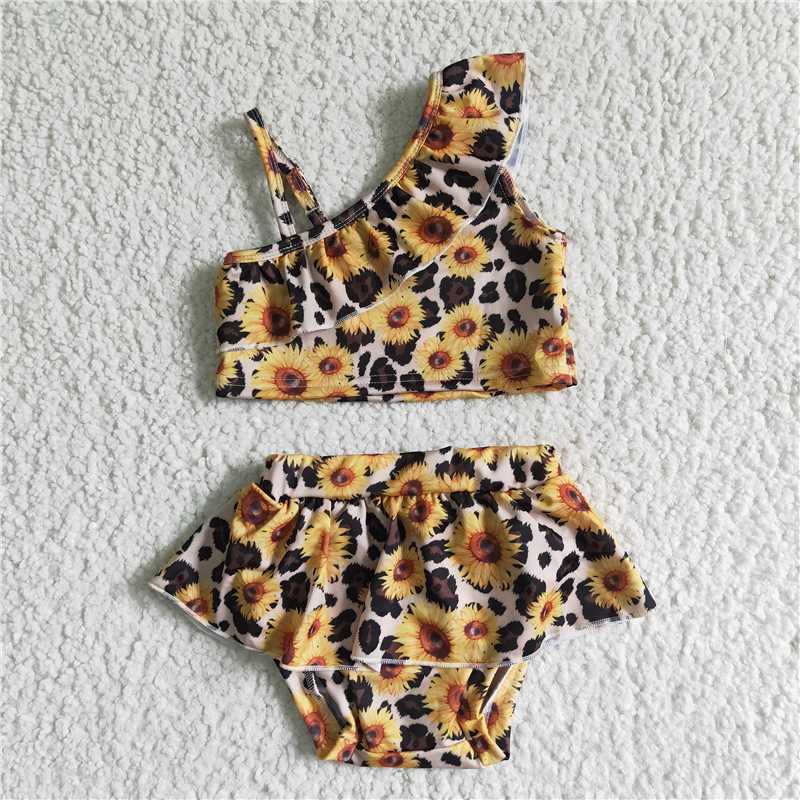 girls sunflower floral Swimsuit S0019