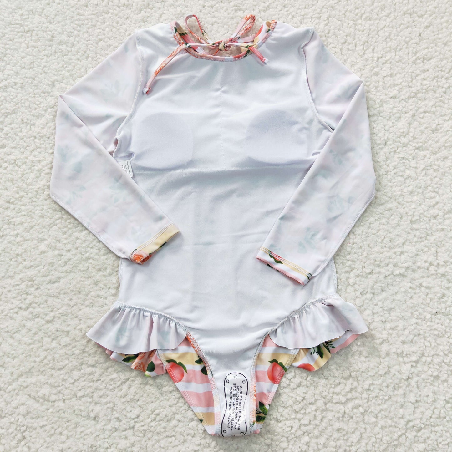 rose floral girls long sleeve swimsuit S0139